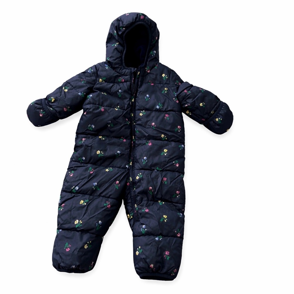 GAP Baby Girl Navy Floral Infant Winter Bodysuit Overall Jacket Snow 6M